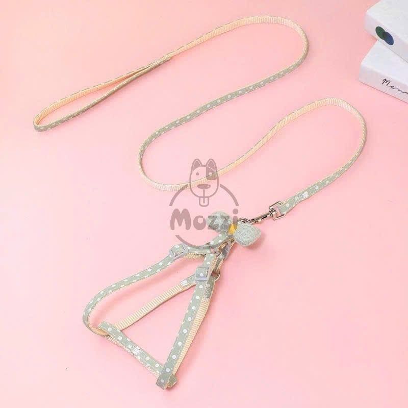 DoHa Dây dắt yếm ngực gắn nơ cotton cho chó mèo