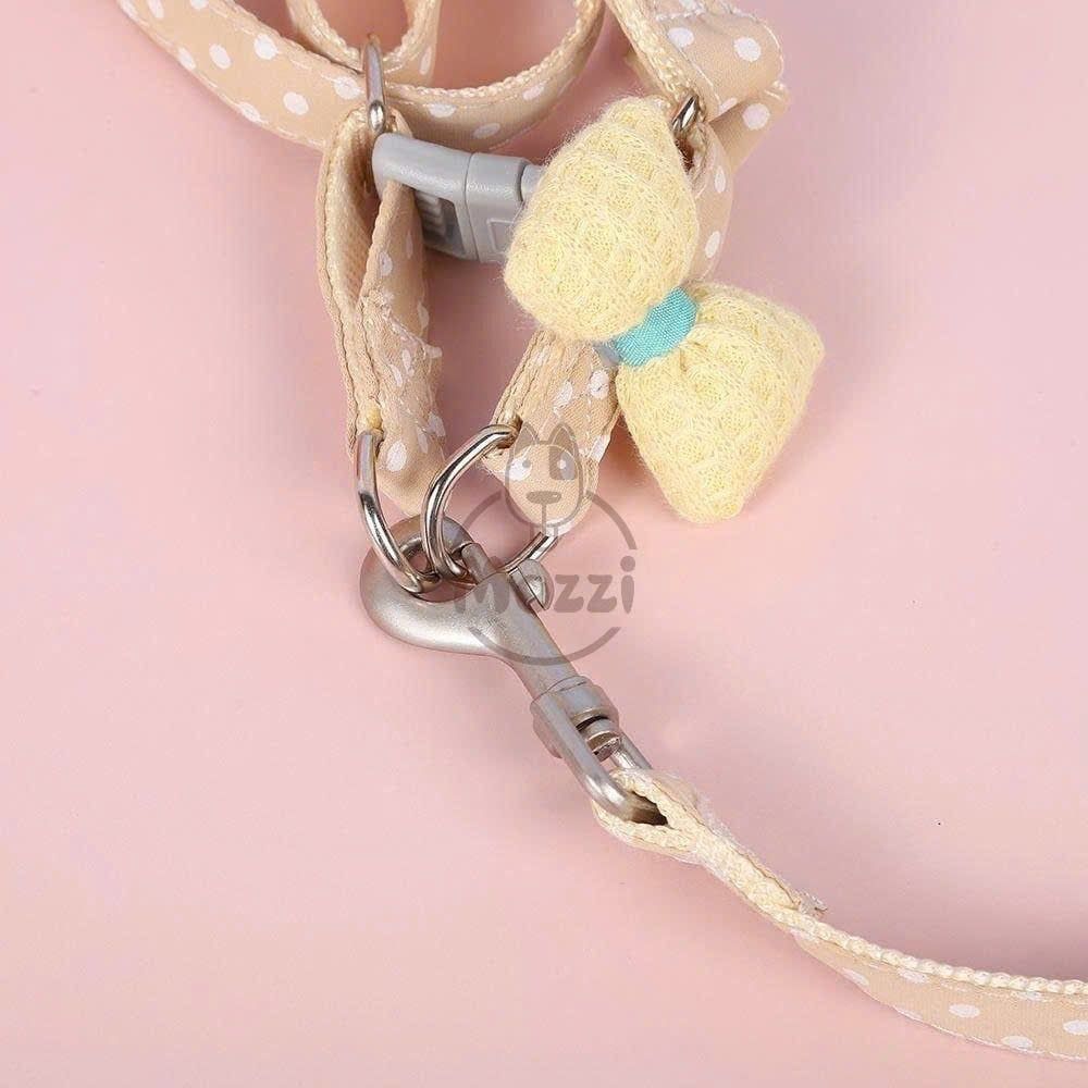 DoHa Dây dắt yếm ngực gắn nơ cotton cho chó mèo