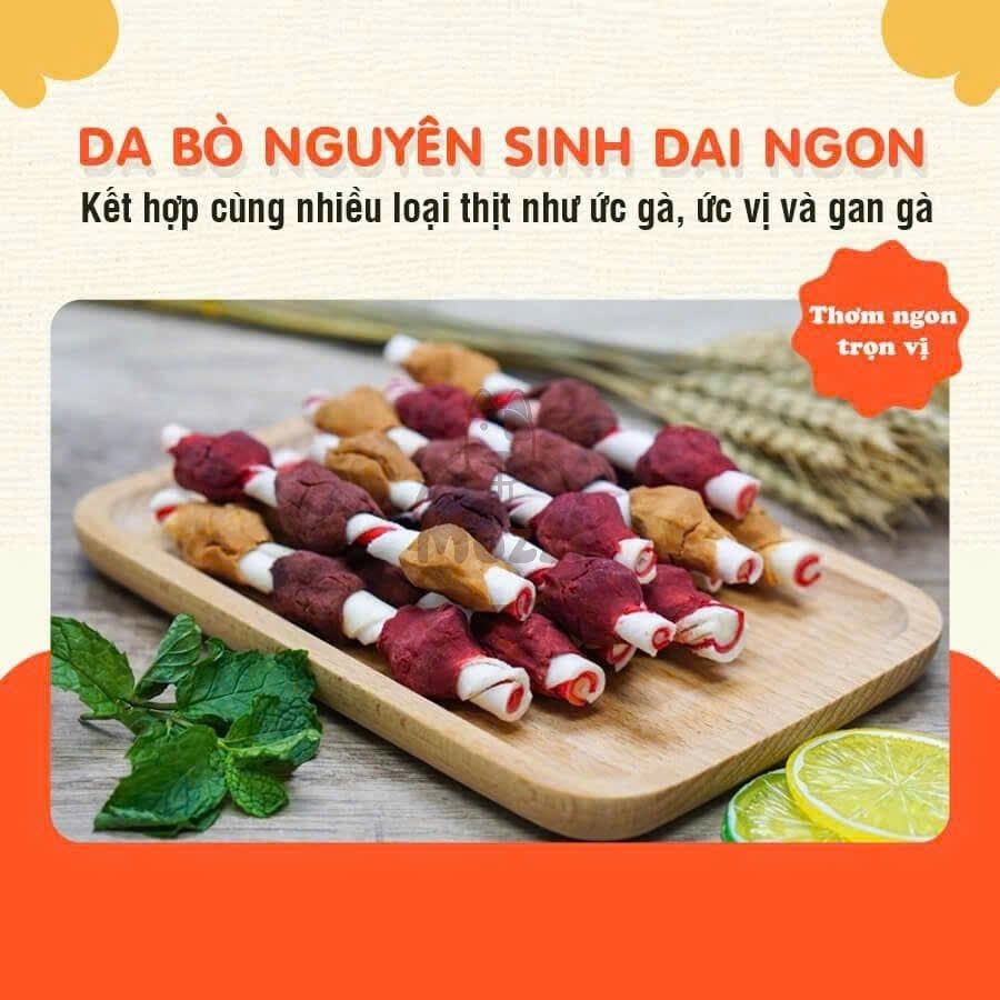 Snack cho chó DoggyMan Bánh xương Donut da bò phủ kẹp cuốn thịt gà