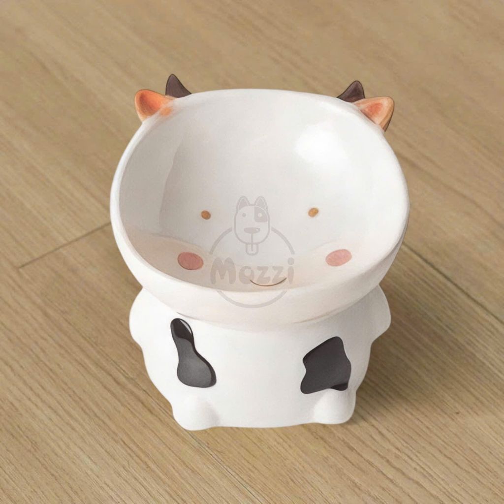 Chén bát ăn sứ cho chó mèo đế cao chống gù hình động vật