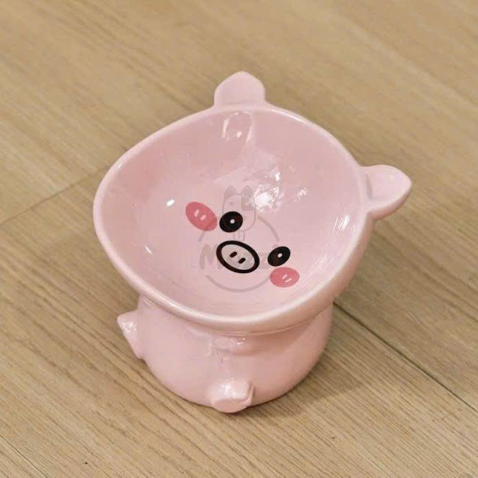 Chén bát ăn sứ cho chó mèo đế cao chống gù hình động vật