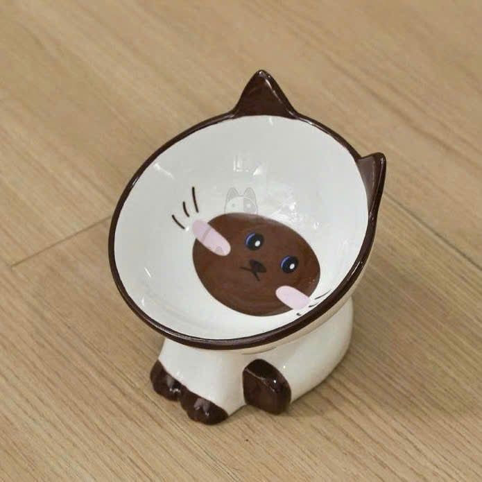 Chén bát ăn sứ cho chó mèo đế cao chống gù hình động vật