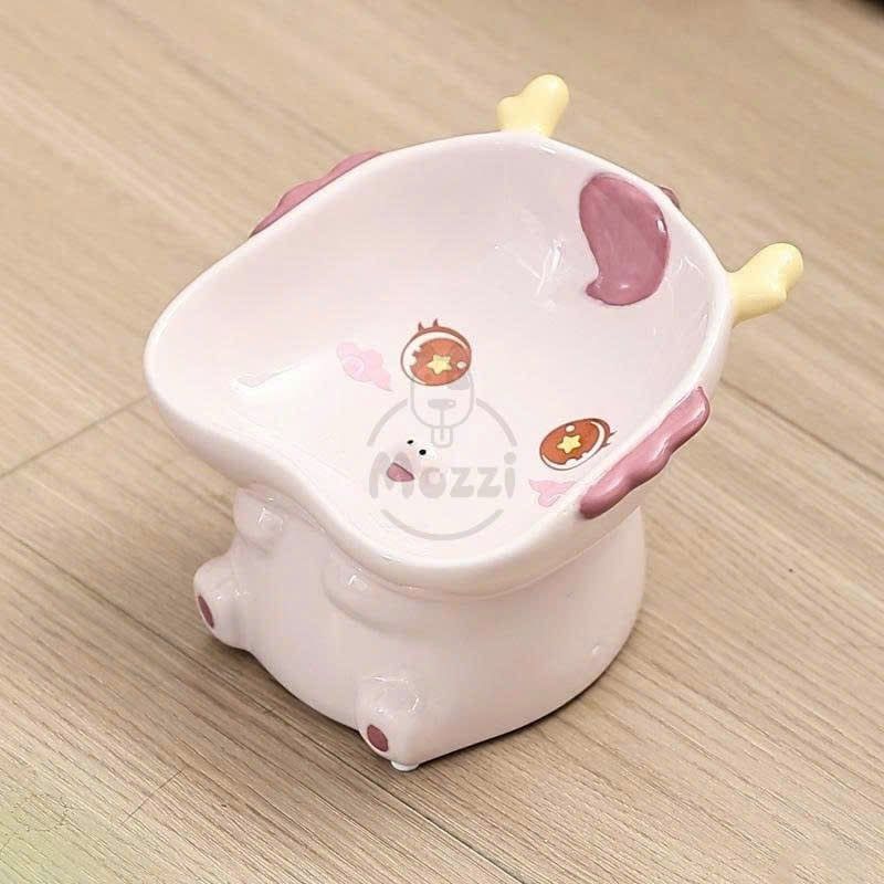 Chén bát ăn sứ cho chó mèo đế cao chống gù hình động vật