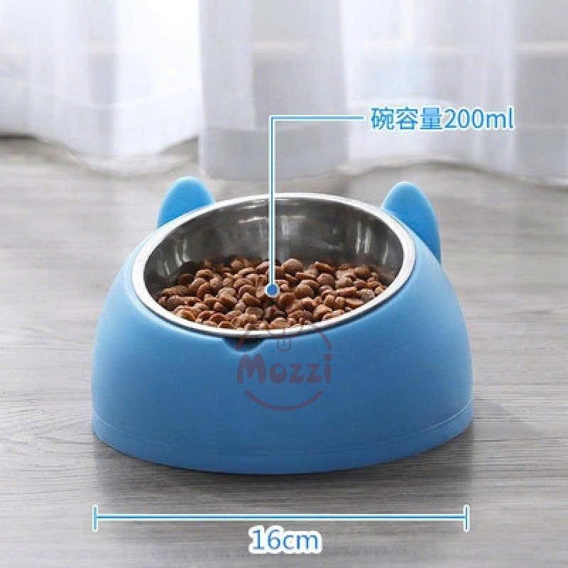 Chén bát ăn cho chó mèo đế nhựa cao có chén inox chống gù