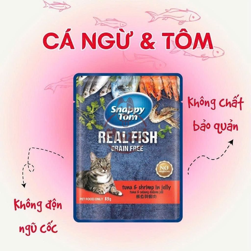 Pate cho mèo Snappy Tom Real Fish Real Meat