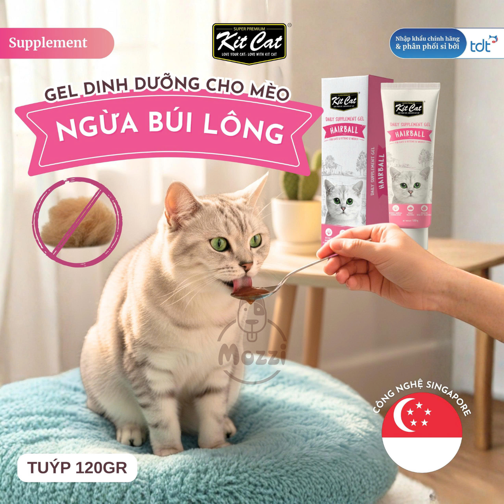 Gel dinh dưỡng cho mèo Kitcat hỗ trợ tiêu búi lông, tiết niệu và tăng cân Tuýp 120gr