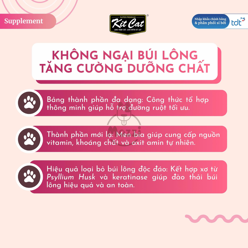 Gel dinh dưỡng cho mèo Kitcat hỗ trợ tiêu búi lông, tiết niệu và tăng cân Tuýp 120gr