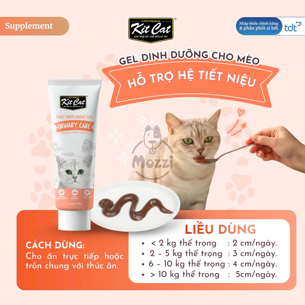Gel dinh dưỡng cho mèo Kitcat hỗ trợ tiêu búi lông, tiết niệu và tăng cân Tuýp 120gr