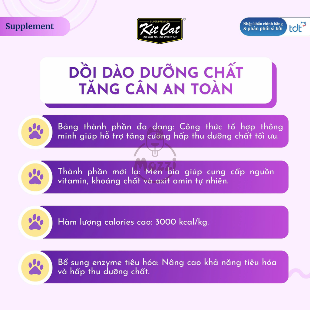 Gel dinh dưỡng cho mèo Kitcat hỗ trợ tiêu búi lông, tiết niệu và tăng cân Tuýp 120gr