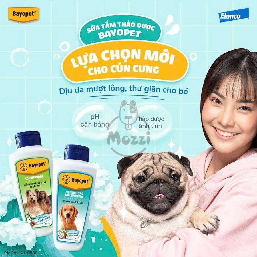 Sữa tắm chó mèo Bayer Bayopet mượt lông và ngăn ngừa xơ rối 275ml exp T3/2026