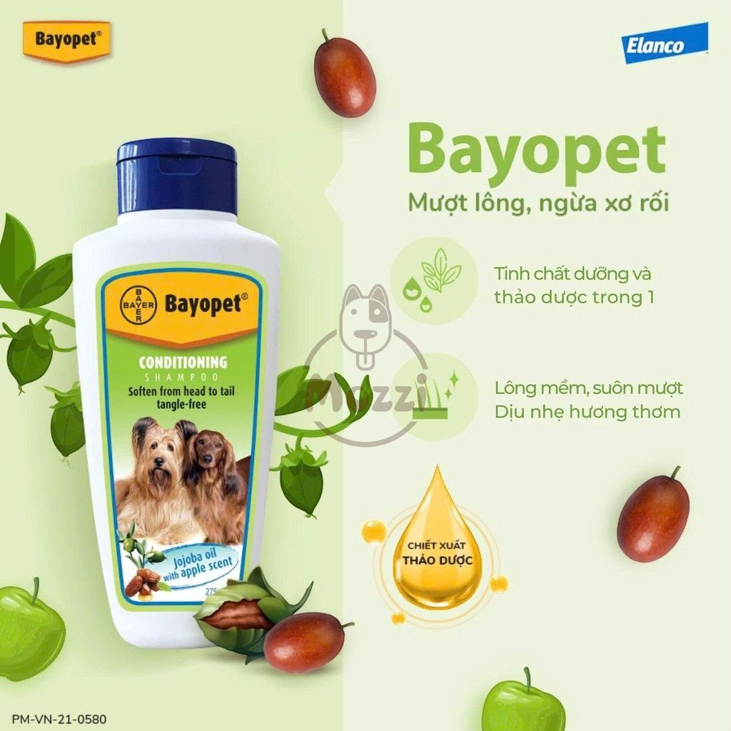 Sữa tắm chó mèo Bayer Bayopet mượt lông và ngăn ngừa xơ rối 275ml exp T3/2026