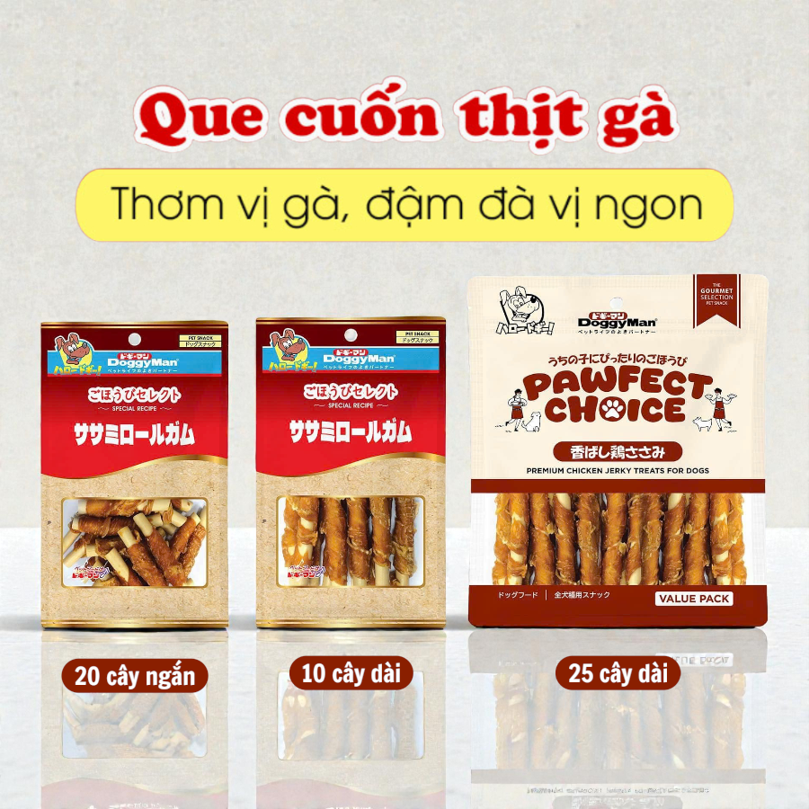 Snack cho chó Xương Que cuốn thịt gà Doggyman