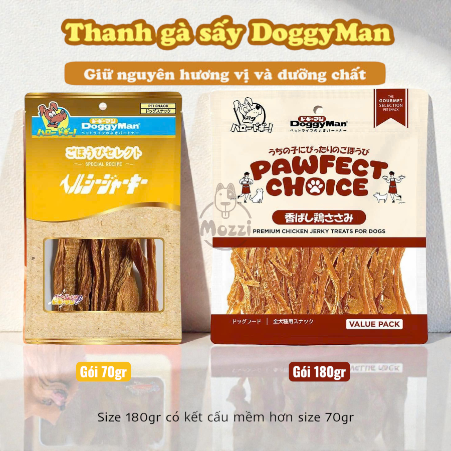 Snack cho chó Thịt gà sấy giòn Doggyman (xúc xích, thanh gà, miếng gà, gân gà tây, chip cá ZÒN)