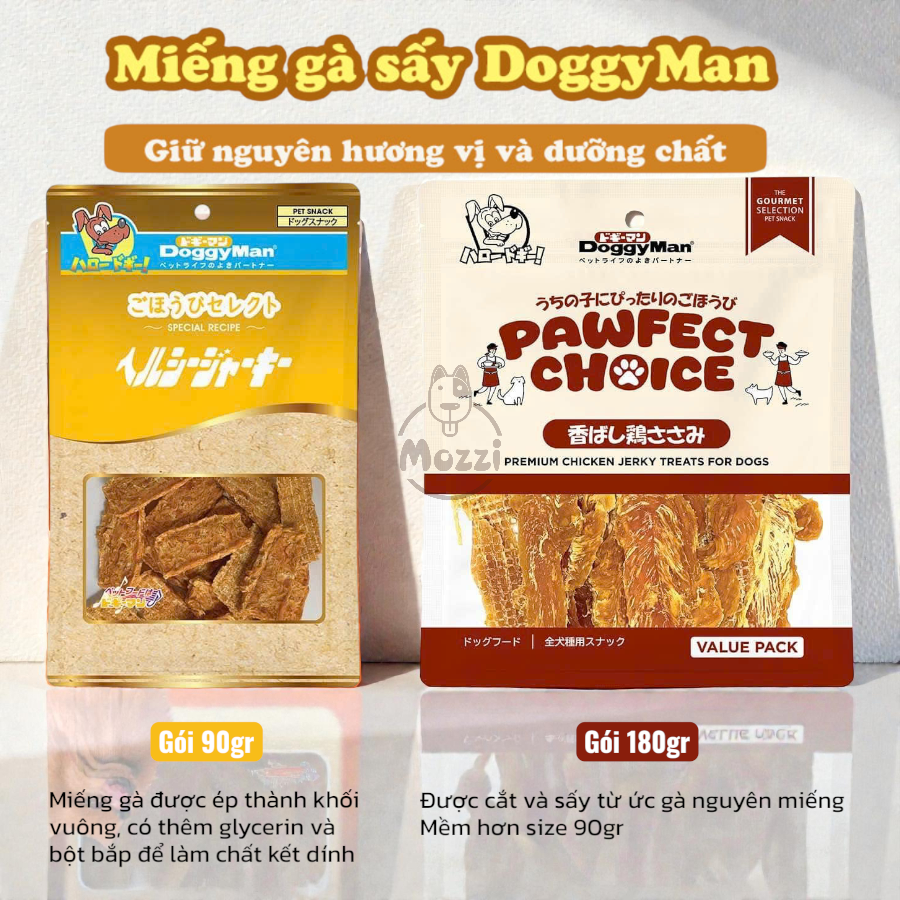 Snack cho chó Thịt gà sấy giòn Doggyman (xúc xích, thanh gà, miếng gà, gân gà tây, chip cá ZÒN)