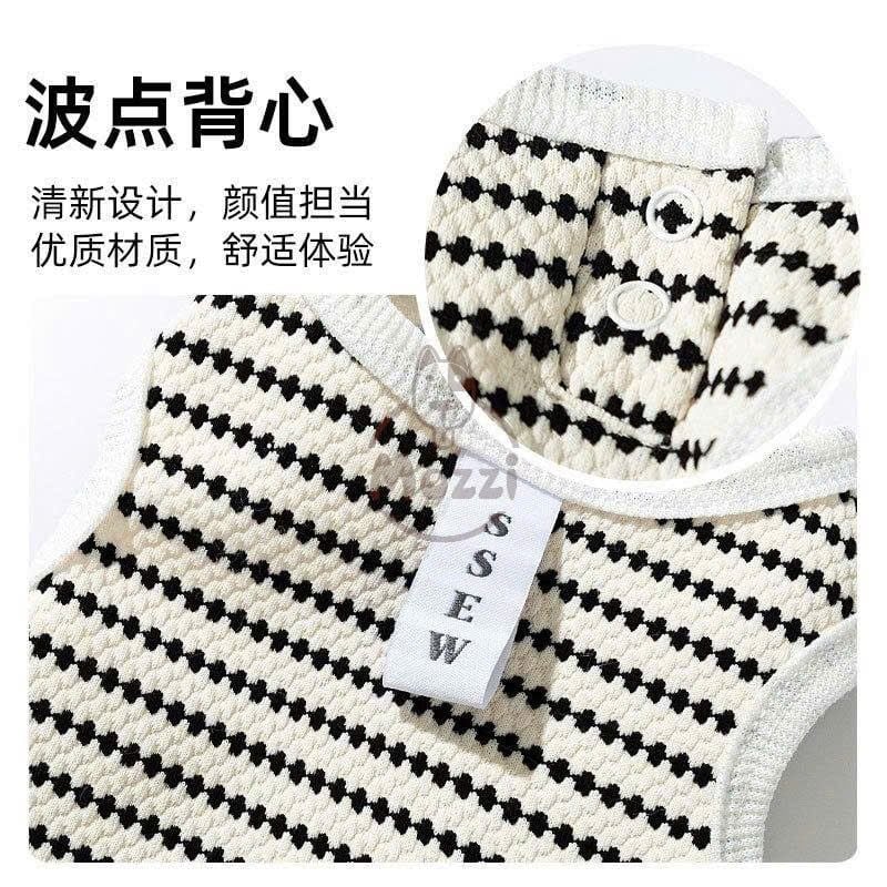 Áo ba lỗ SSEW chấm bi sọc ngang cho chó mèo