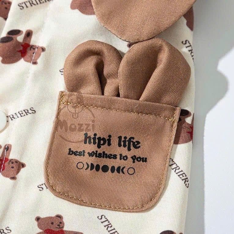 Áo Hipi Life Striers có túi tai thỏ nâu cho chó mèo