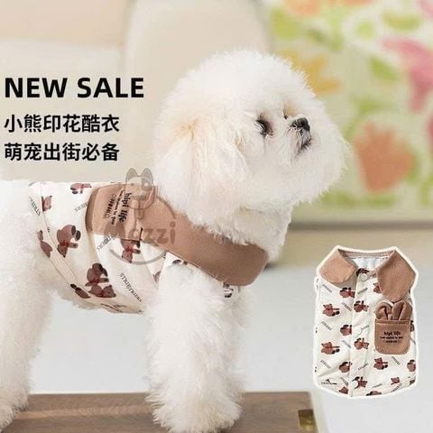 Áo Hipi Life Striers có túi tai thỏ nâu cho chó mèo