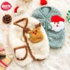 Áo bông Cardigan Noel nút bấm có túi khoen dắt cho chó mèo