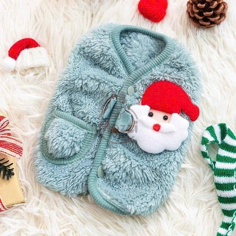 Áo bông Cardigan Noel nút bấm có túi khoen dắt cho chó mèo