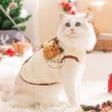  Áo bông Cardigan Noel nút bấm có túi khoen dắt cho chó mèo 