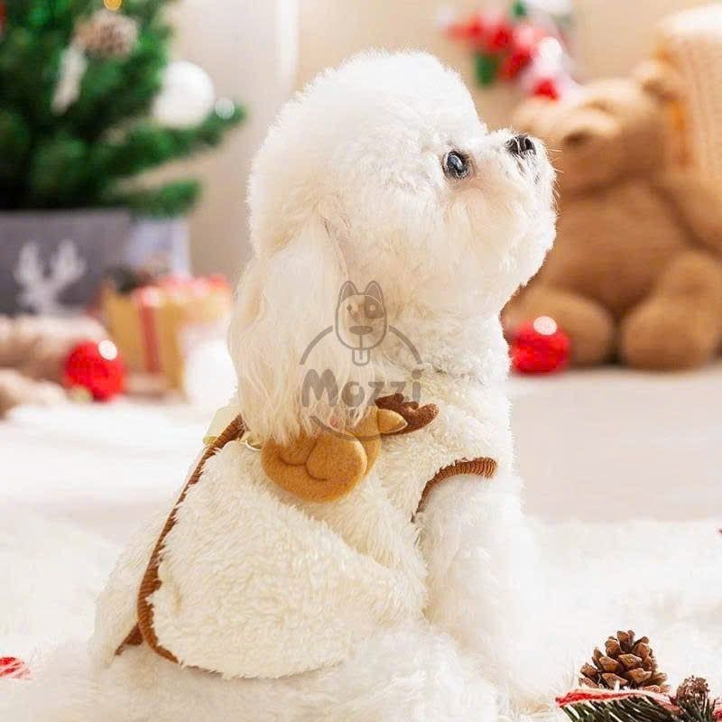 Áo bông Cardigan Noel nút bấm có túi khoen dắt cho chó mèo