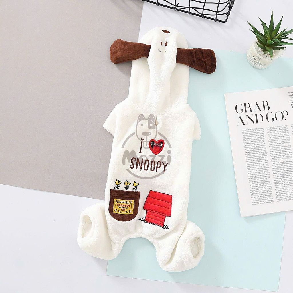 Áo liền chân Snoopy Dog có nón cho chó mèo