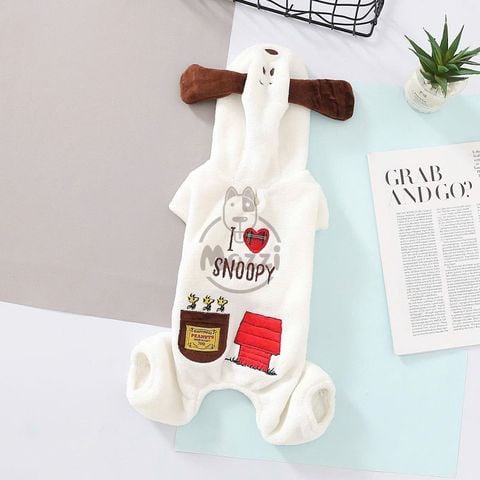  Áo liền chân Snoopy Dog có nón cho chó mèo 