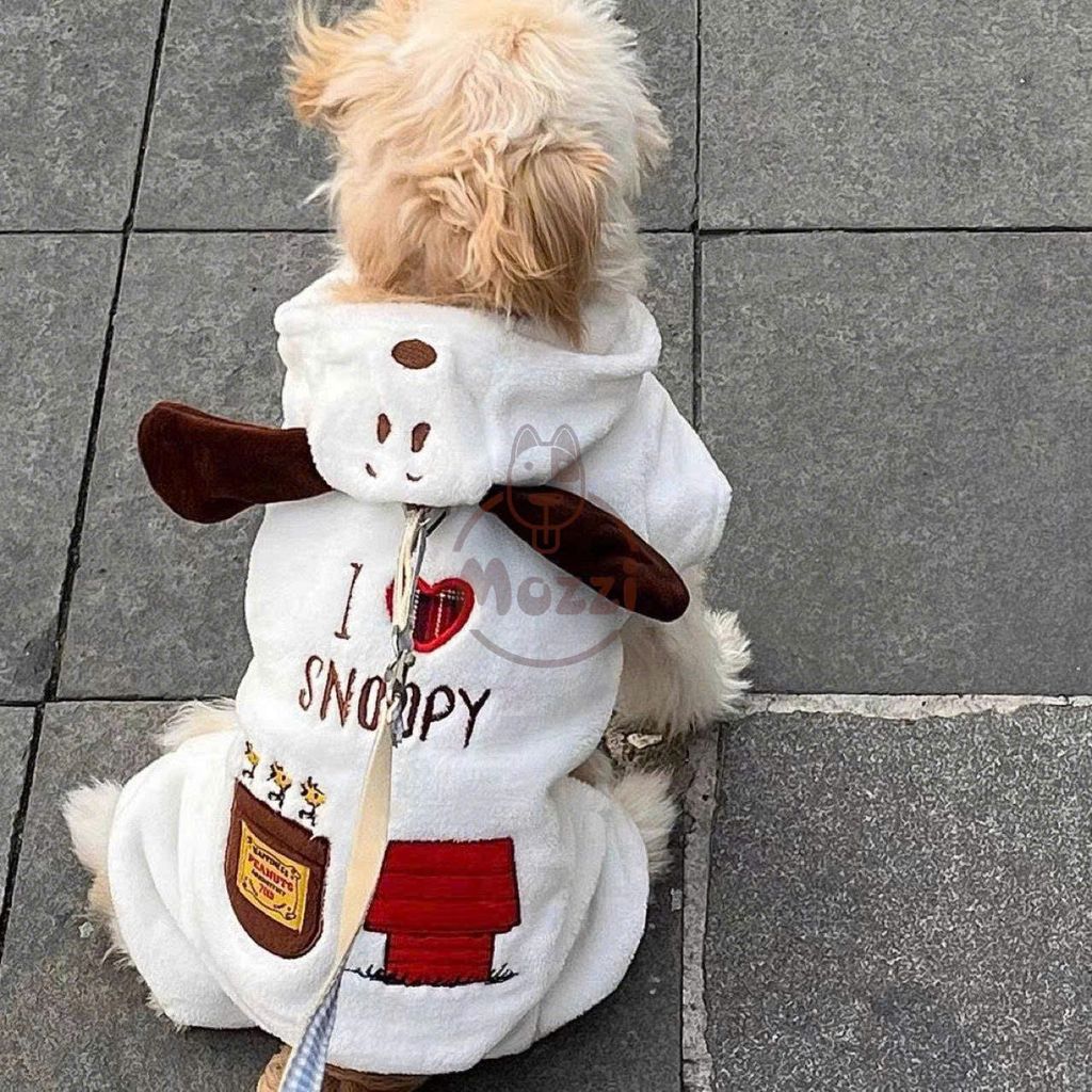 Áo liền chân Snoopy Dog có nón cho chó mèo