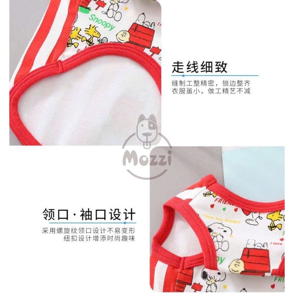 Áo ba lỗ Snoopy Dog kẻ sọc có túi cho chó mèo