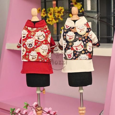  Áo dài gấm Tết Phúc An cho chó mèo 