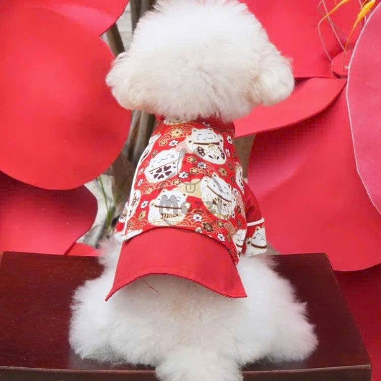 Áo dài gấm Tết Phúc An cho chó mèo