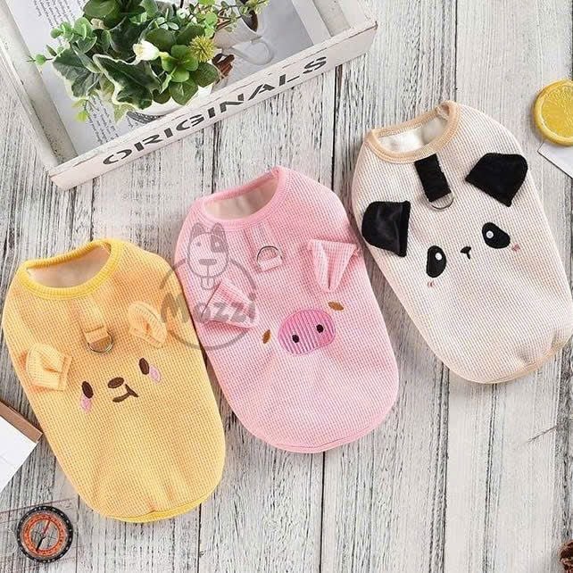 Áo 3 lỗ vải tổ ong có khoen dắt cho chó mèo