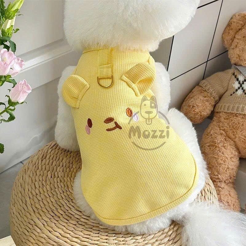 Áo 3 lỗ vải tổ ong có khoen dắt cho chó mèo