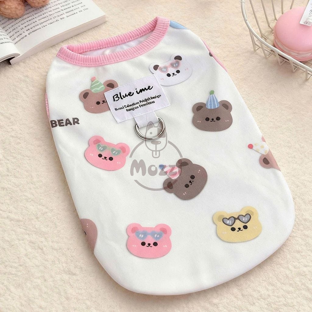 Áo 3 lỗ Blue ime có khoen dắt cho chó mèo