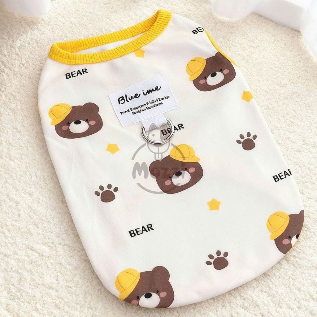 Áo 3 lỗ Blue ime có khoen dắt cho chó mèo