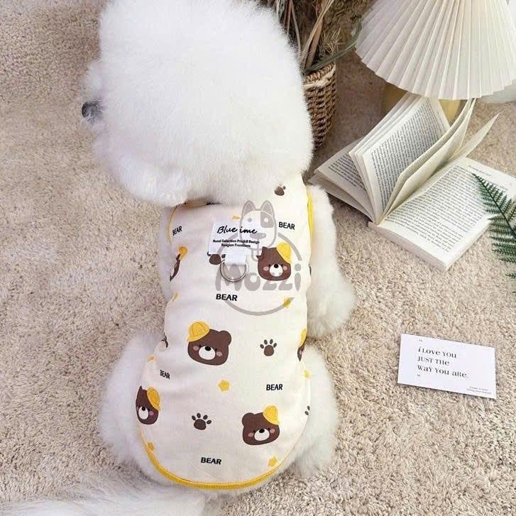 Áo 3 lỗ Blue ime có khoen dắt cho chó mèo