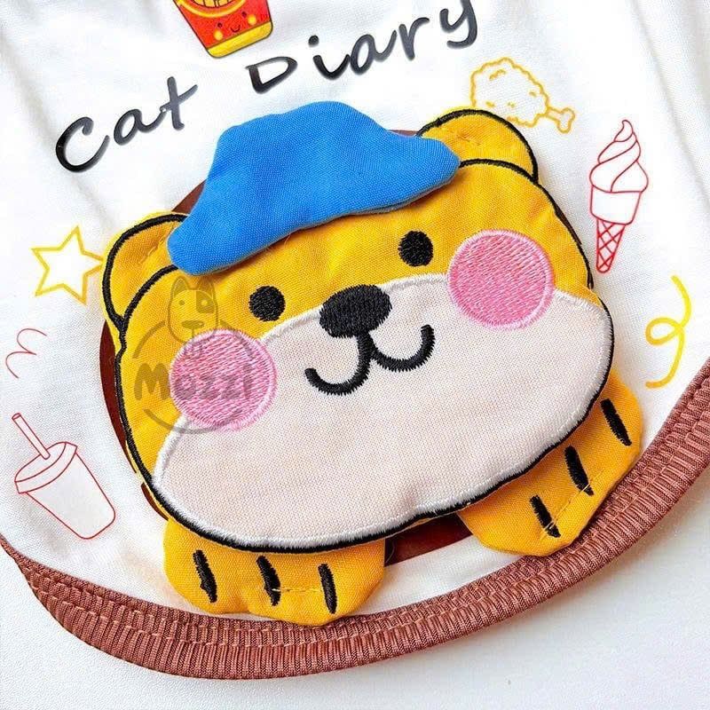 Áo 2 dây Cat Diary hình nổi cho chó mèo