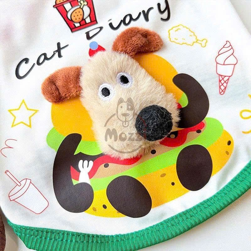 Áo 2 dây Cat Diary hình nổi cho chó mèo