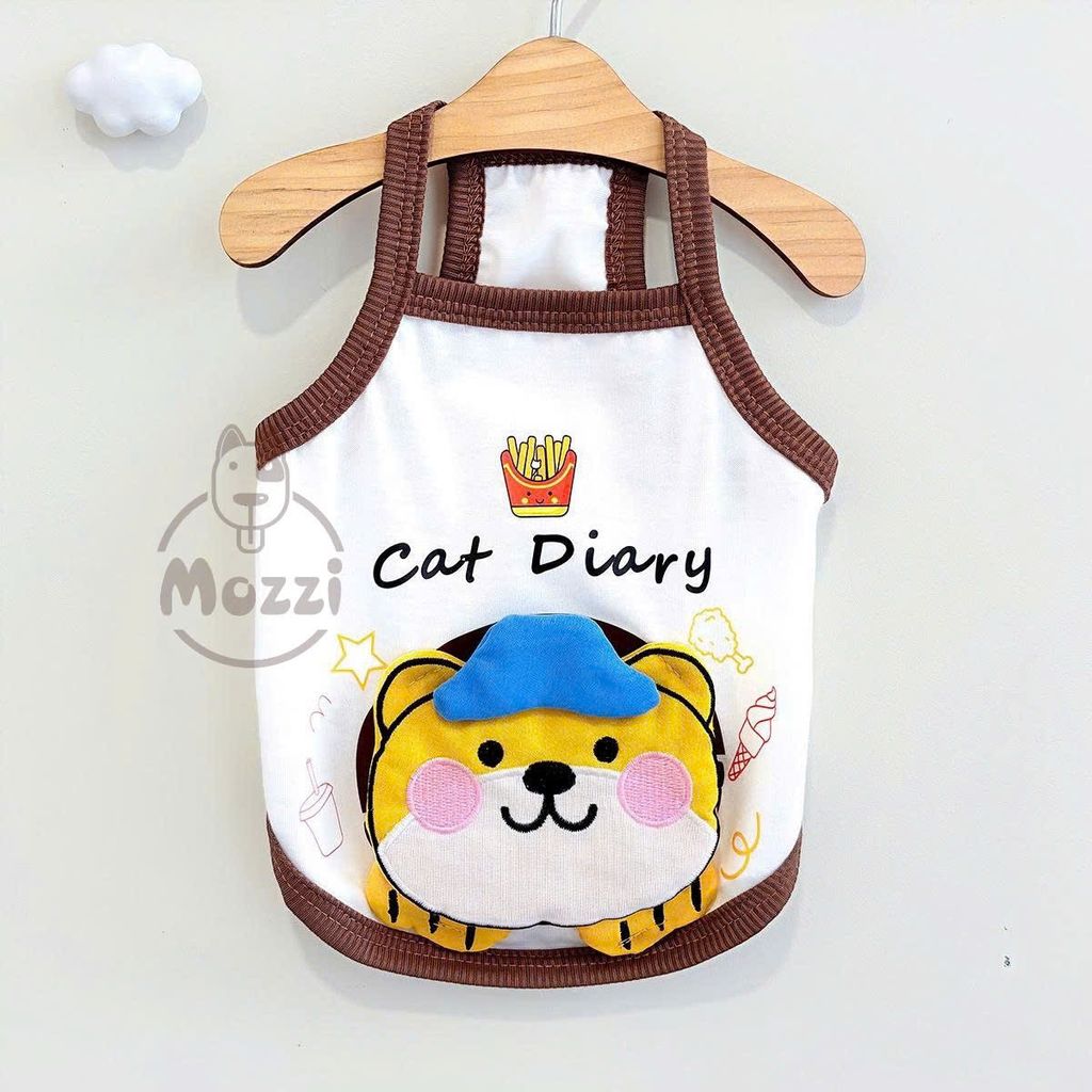 Áo 2 dây Cat Diary hình nổi cho chó mèo