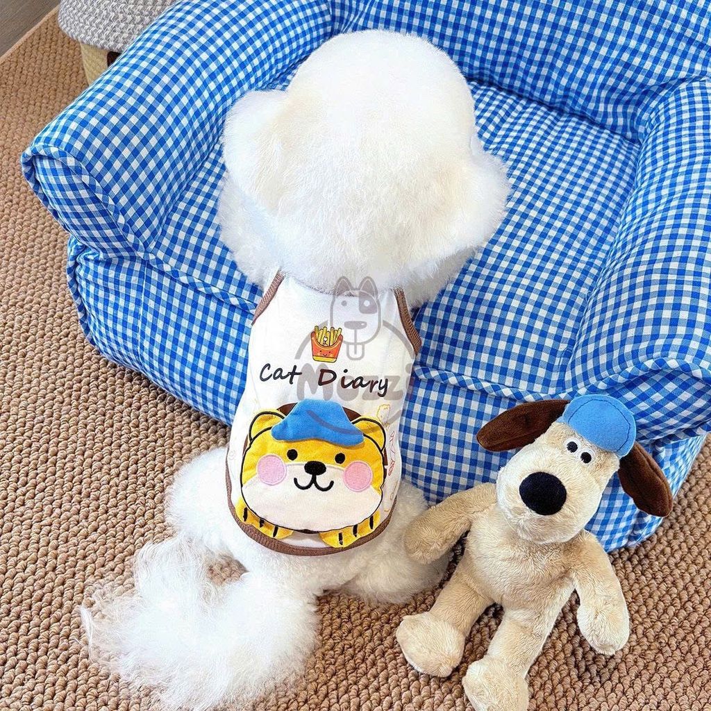 Áo 2 dây Cat Diary hình nổi cho chó mèo