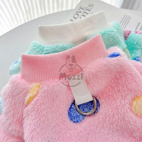  Áo bông ấm có tay kèm khoen dắt cho chó mèo 