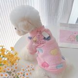  Áo bông ấm có tay kèm khoen dắt cho chó mèo 