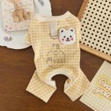  Áo liền chân caro mặt gấu trắng có khoen dắt cho chó mèo 