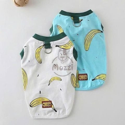  Áo 3 lỗ quả chuối có khoen dắt cho chó mèo 