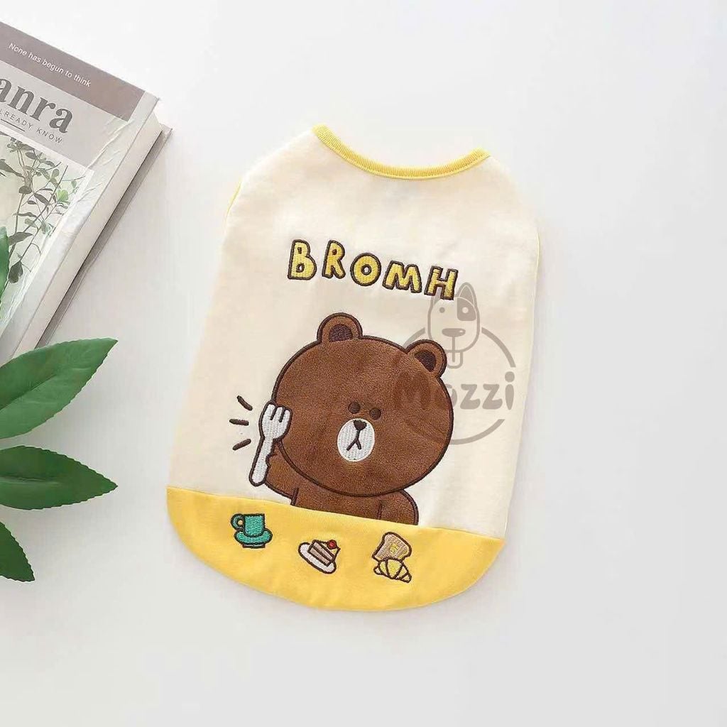 Áo 3 lỗ thêu hình gấu thỏ cho chó mèo