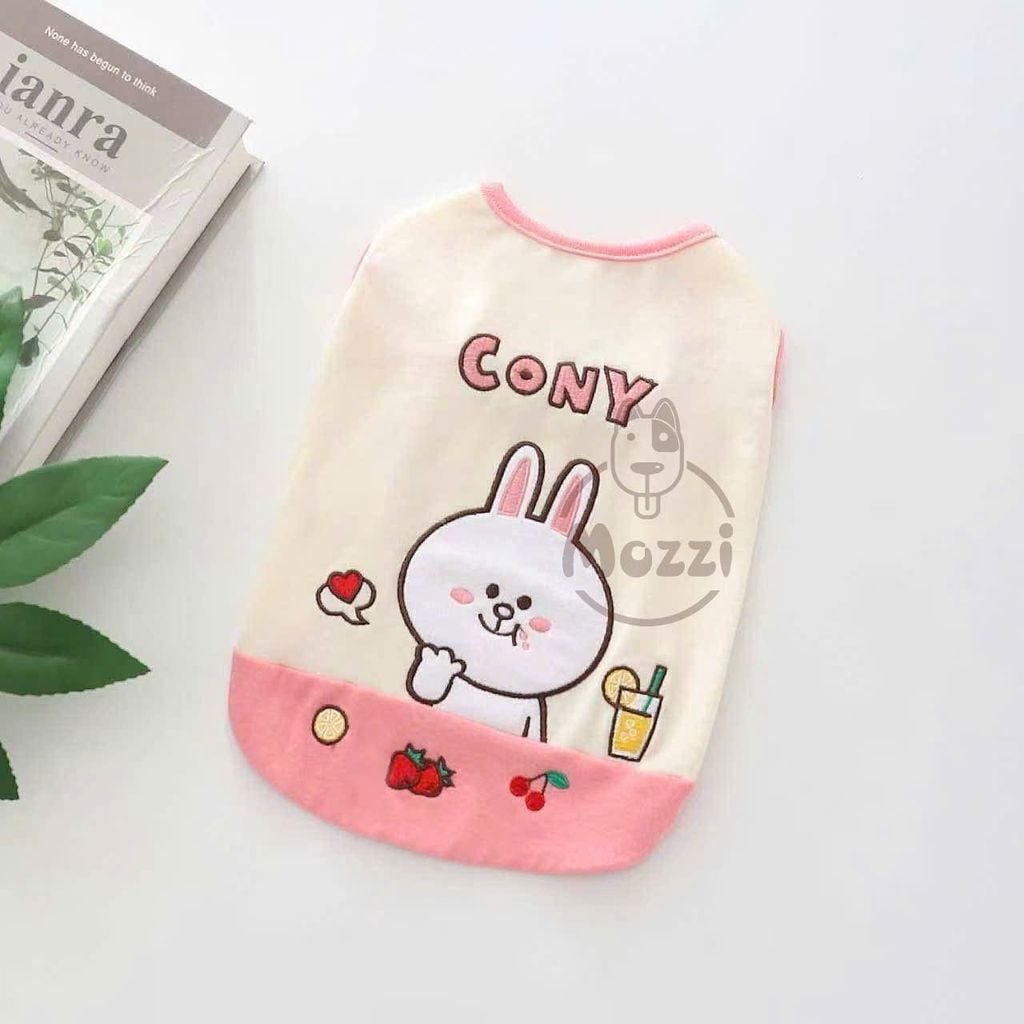 Áo 3 lỗ thêu hình gấu thỏ cho chó mèo