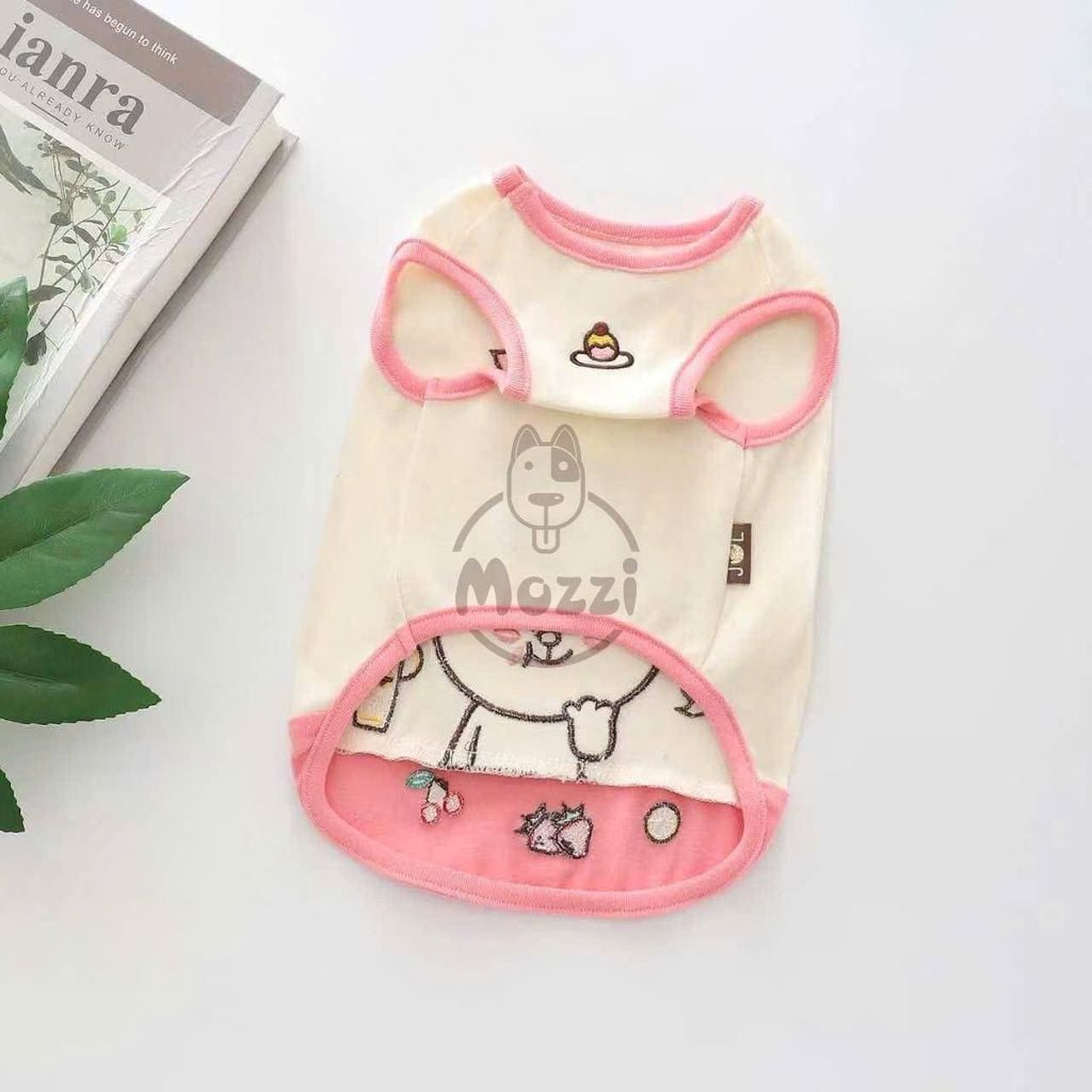 Áo 3 lỗ thêu hình gấu thỏ cho chó mèo