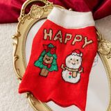  Áo len đỏ cổ trắng tà nhún cho chó mèo 