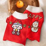  Áo len đỏ cổ trắng tà nhún cho chó mèo 