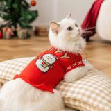  Áo len đỏ cổ trắng tà nhún cho chó mèo 